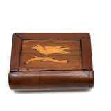Sweet Little Antique Book Shaped Secret Opening Box with Inlaid Bird