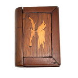 Sweet Little Antique Book Shaped Secret Opening Box with Inlaid Bird