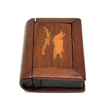 Sweet Little Antique Book Shaped Secret Opening Box with Inlaid Bird