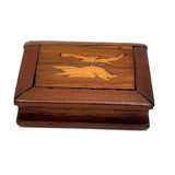 Sweet Little Antique Book Shaped Secret Opening Box with Inlaid Bird