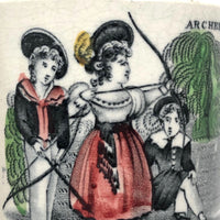 Archery (The Archeress), c. 1830-40s Staffordshire Child's Mug