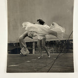 Twirling and Bending, Wonderful c. 1940s Snapshot of Two USO Dancers with View of Trees Behind