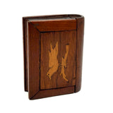 Sweet Little Antique Book Shaped Secret Opening Box with Inlaid Bird