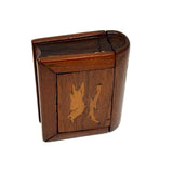 Sweet Little Antique Book Shaped Secret Opening Box with Inlaid Bird