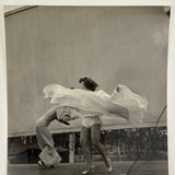 Twirling and Bending, Wonderful c. 1940s Snapshot of Two USO Dancers with View of Trees Behind