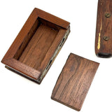 Sweet Little Antique Book Shaped Secret Opening Box with Inlaid Bird