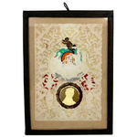 May You Be Happy, 19th C. Paper Lace Love Token Under Glass
