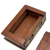Sweet Little Antique Book Shaped Secret Opening Box with Inlaid Bird