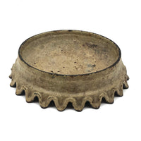 Antique French Cast Iron Spittoon (or Crown!) in Original Cream Paint