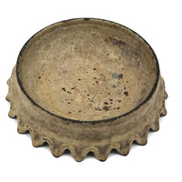 Antique French Cast Iron Spittoon (or Crown!) in Original Cream Paint