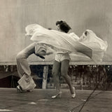 Twirling and Bending, Wonderful c. 1940s Snapshot of Two USO Dancers with View of Trees Behind