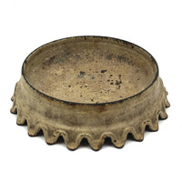 Antique French Cast Iron Spittoon (or Crown!) in Original Cream Paint