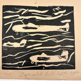 Planes, Excellent c. 1940s Woodcut by Donald Pritchett, Age 13