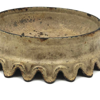 Antique French Cast Iron Spittoon (or Crown!) in Original Cream Paint