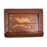 Sweet Little Antique Book Shaped Secret Opening Box with Inlaid Bird