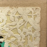 May You Be Happy, 19th C. Paper Lace Love Token Under Glass