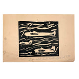 Planes, Excellent c. 1940s Woodcut by Donald Pritchett, Age 13