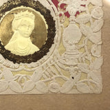 May You Be Happy, 19th C. Paper Lace Love Token Under Glass