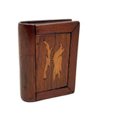 Sweet Little Antique Book Shaped Secret Opening Box with Inlaid Bird