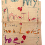 To My Mother Hou Loves Me, From Teddy, Sweet Old Double-sided Crayoned Note