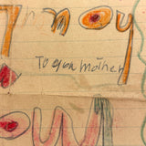 To My Mother Hou Loves Me, From Teddy, Sweet Old Double-sided Crayoned Note