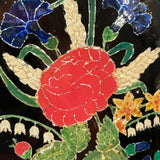 19th Century Folk Art Reverse Glass Tinsel Painting of Flower Bouquet in Great Original Frame