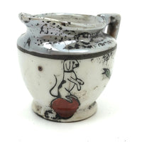 Sweet Old Hand-painted Japanese Export Mini Pitcher (Used as Ink Pot) with Dog and Bird