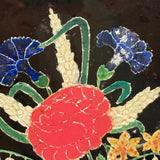 19th Century Folk Art Reverse Glass Tinsel Painting of Flower Bouquet in Great Original Frame