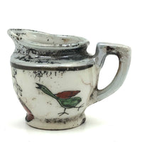 Sweet Old Hand-painted Japanese Export Mini Pitcher (Used as Ink Pot) with Dog and Bird
