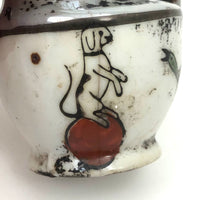 Sweet Old Hand-painted Japanese Export Mini Pitcher (Used as Ink Pot) with Dog and Bird