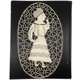 Woman in Turban, Very Intricate Old Folk Art Needle Lace Medallion