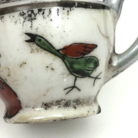 Sweet Old Hand-painted Japanese Export Mini Pitcher (Used as Ink Pot) with Dog and Bird