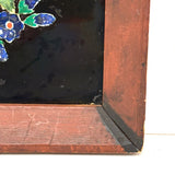 19th Century Folk Art Reverse Glass Tinsel Painting of Flower Bouquet in Great Original Frame