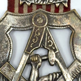 Antique Masonic Jr Order of American Mechanics Council Badge with American Flag