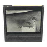Curious Old Glass Plate Slide: Tiny Bean + Bite + Measure Taped to Skin