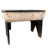 Primitive-Modern, Black and White Painted Old Handmade Stool