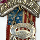 Antique Masonic Jr Order of American Mechanics Council Badge with American Flag