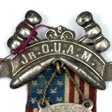 Antique Masonic Jr Order of American Mechanics Council Badge with American Flag