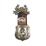 Antique Masonic Jr Order of American Mechanics Council Badge with American Flag