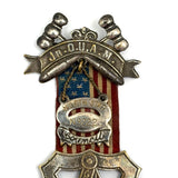 Antique Masonic Jr Order of American Mechanics Council Badge with American Flag