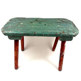 Wonky Old Long Legged Stool in Drippy Paint, Great Color