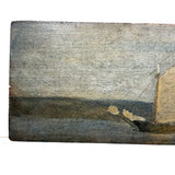 Very Quiet Late 19th Century New England Ship Painting, Oil on Cigar Box Wood