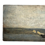 Very Quiet Late 19th Century New England Ship Painting, Oil on Cigar Box Wood