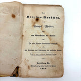 Herz Des Menschen (The Heart of Man), Heavily Worn 1848 Pennsylvania German Devotional with Amazing Engravings and Many Mends
