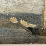 Very Quiet Late 19th Century New England Ship Painting, Oil on Cigar Box Wood