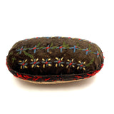 Sweet Antique Potato Shaped Cheerfully Embroidered Pin Cushion