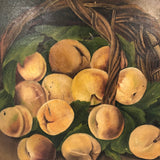 Basket of Peaches, Antique Oil on Canvas (with a few tears)