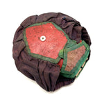 Antique Silk and Leather Sewing Pouch with Pop Out Pin Cushion