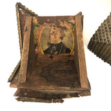 Elaborate Antique Tramp Art Clock Case in Original Gold Paint