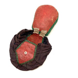 Antique Silk and Leather Sewing Pouch with Pop Out Pin Cushion